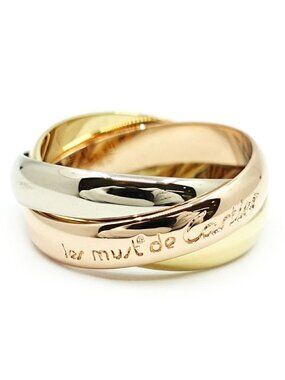 Cartier 18k Yellow Gold WG PG Trinity Ring Pinky Bullion